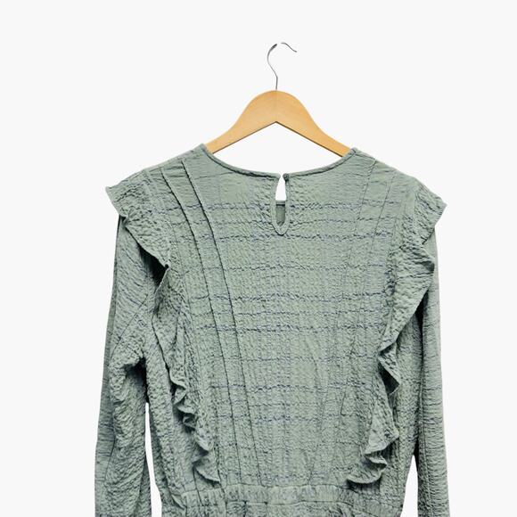 NWOT Zara Ruffled Mini Dress Striped Blue and Green Women’s Size XL - Picture 6 of 9